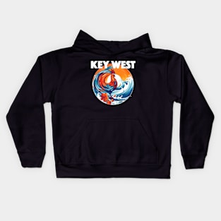 Key West - Rooster (with White Lettering) Kids Hoodie